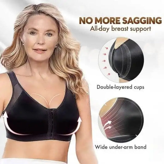 Front closure wireless X-back support full coverage Bra